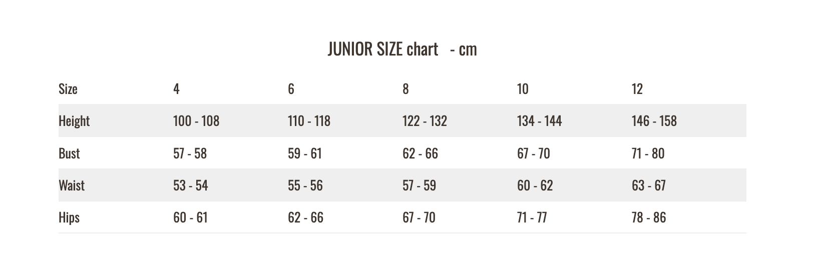 Size Chart