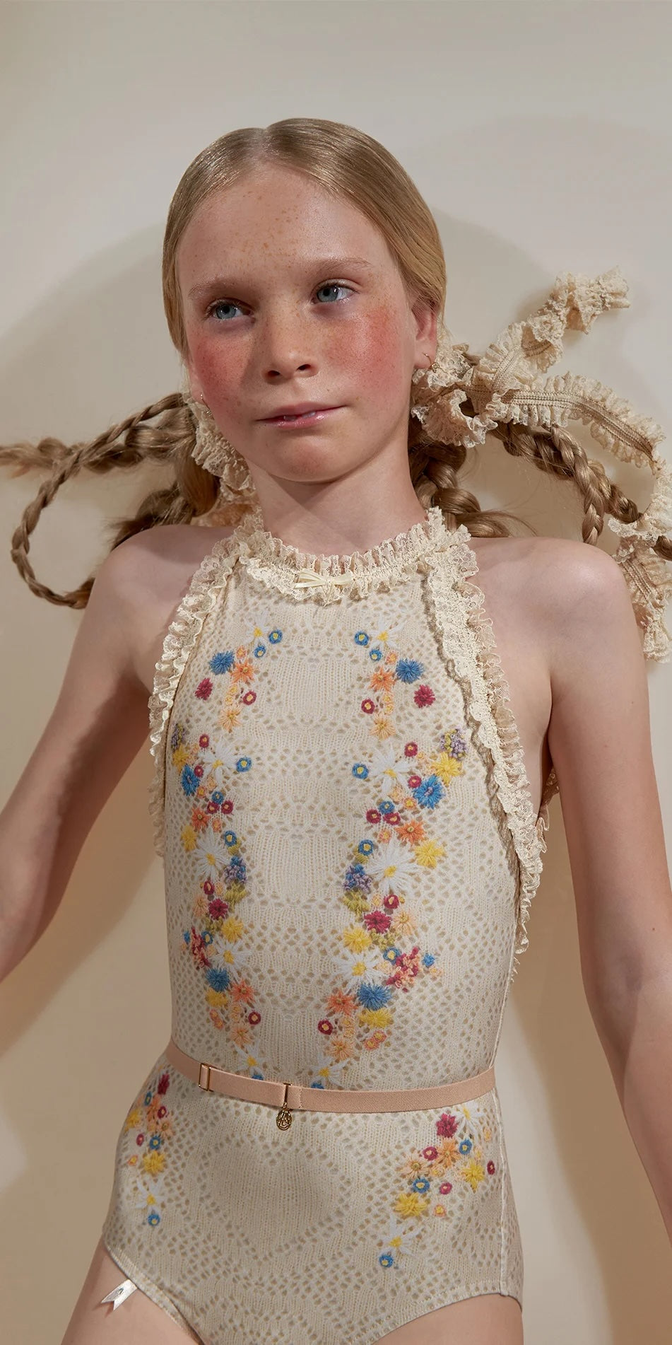JUNIOR EDELWEISS – embroidery print embellished choker leotard – edelweiss/multicolor