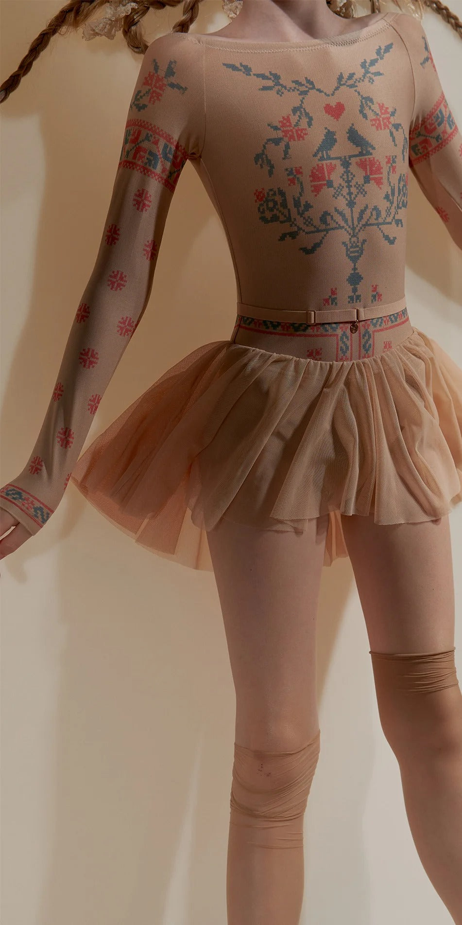 JUNIOR ILLUSION – mini skirt with briefs – nude