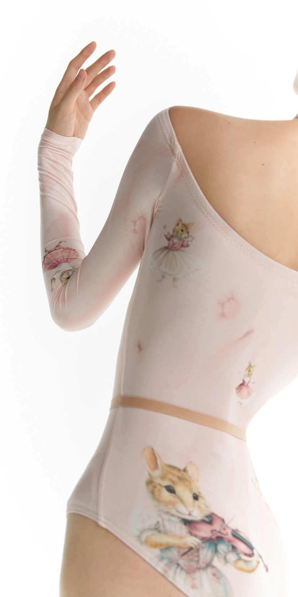 MOUSY – boatneck leotard with long sleeves – baby blush