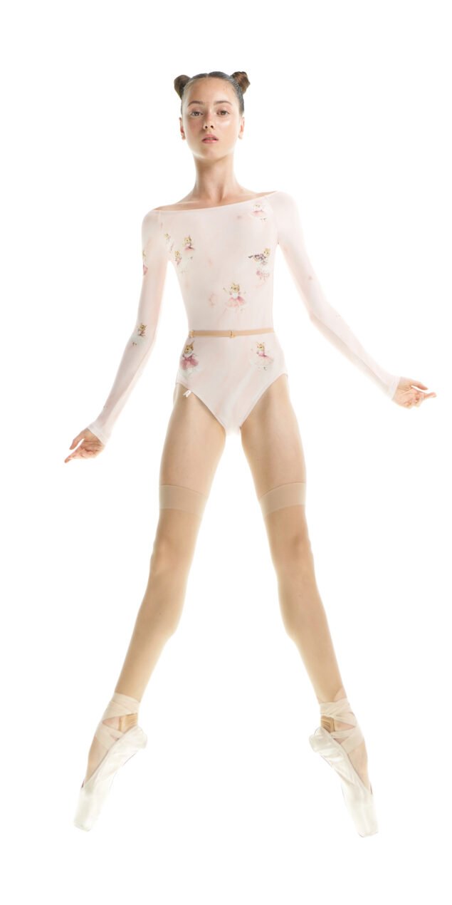 MOUSY – boatneck leotard with long sleeves – baby blush