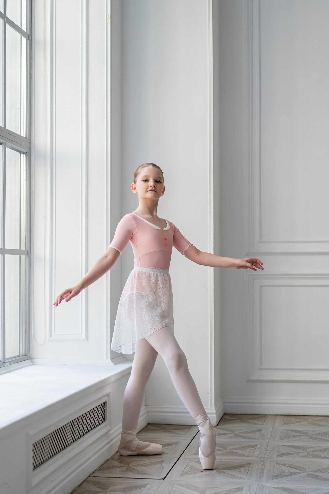 Montpensier girls leotard | Pink peach