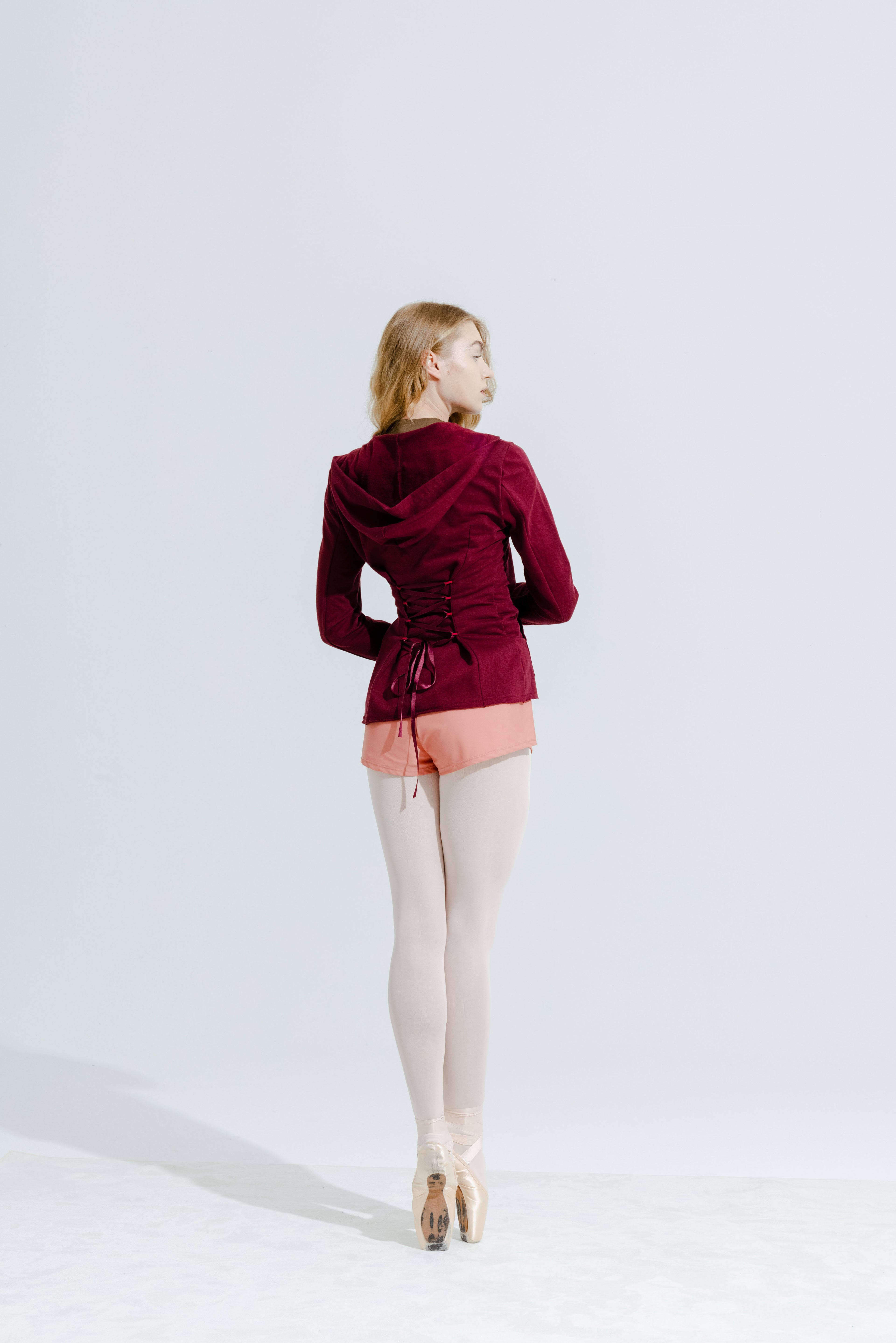 ORGANIC COTTON LACED HOODIE | BURGUNDY