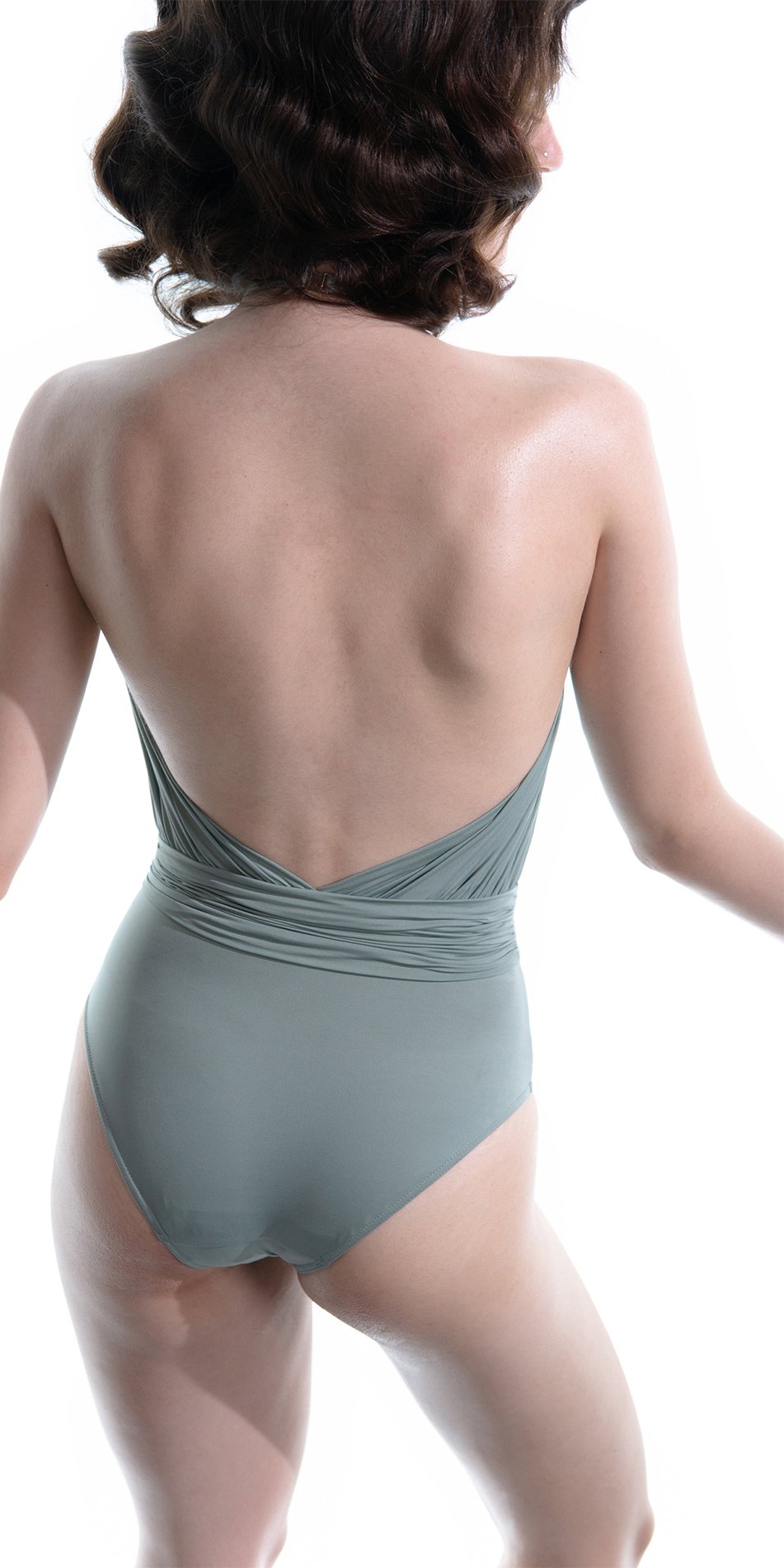 MAIDEN – mint dancers twin set (leotard-shrug) with gathered neckline and puff sleeves