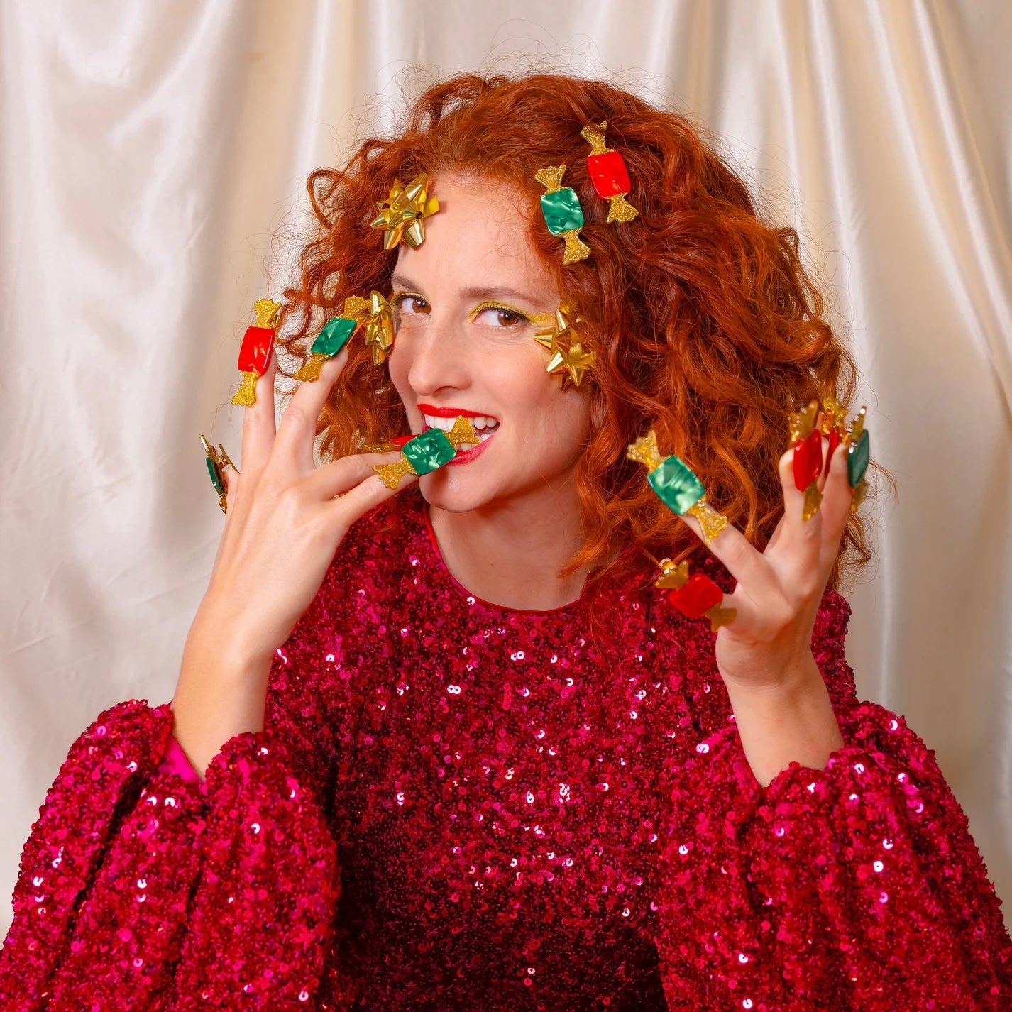 CHRISTMAS CANDIES HAIR CLIP SET