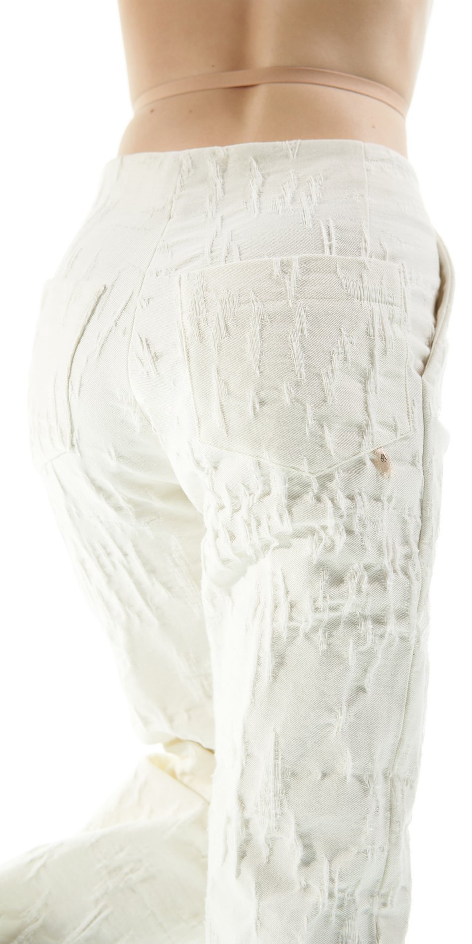 CAT scratched – flare jeans with ears – cream