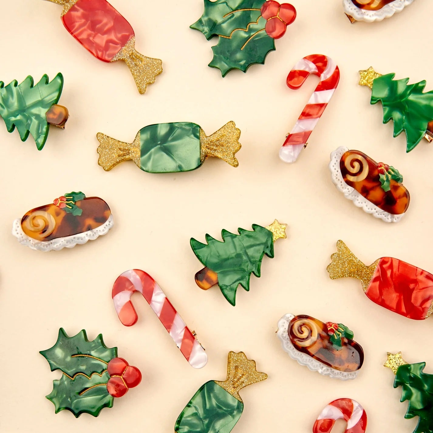 CHRISTMAS CANDIES HAIR CLIP SET
