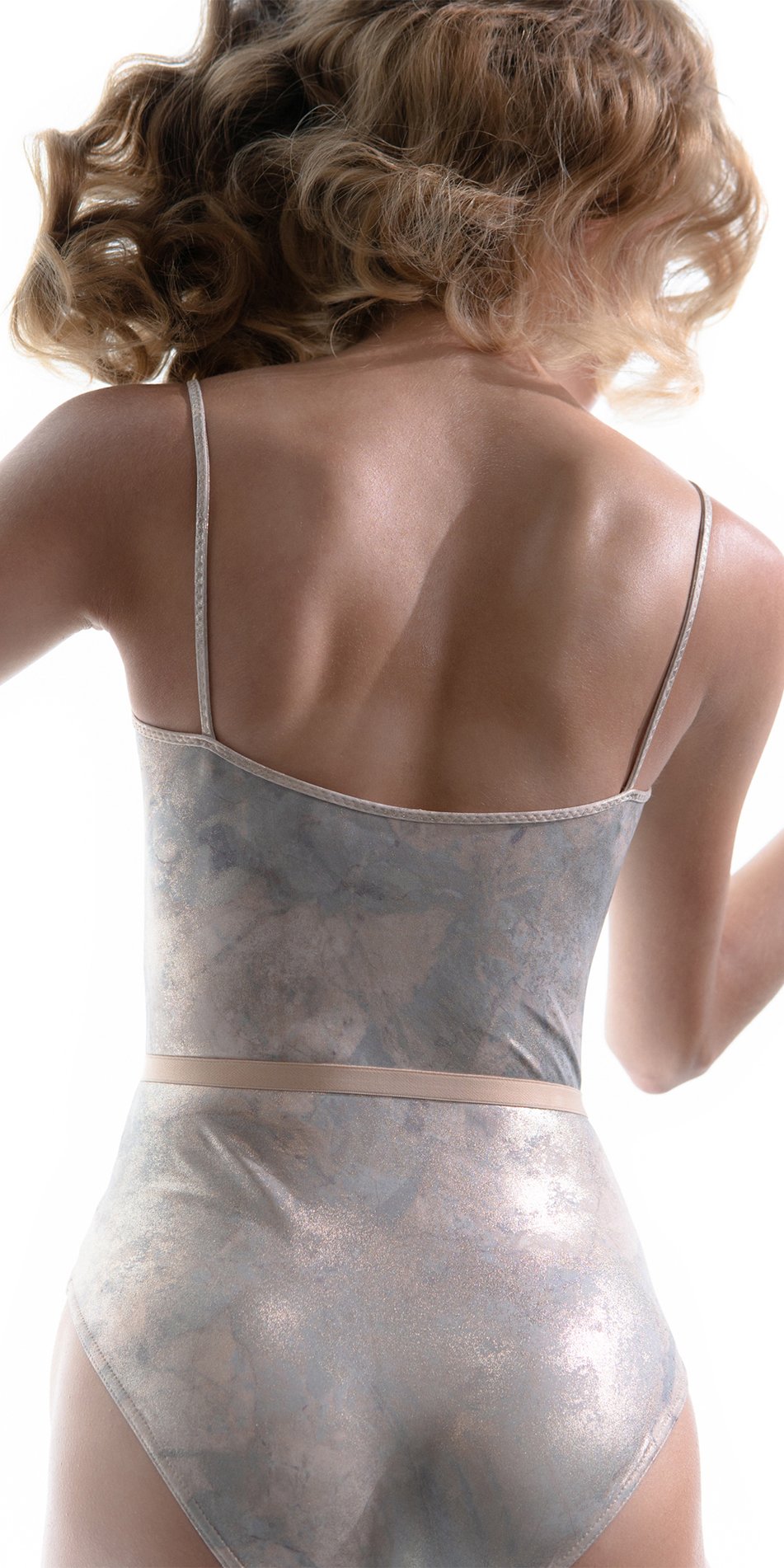 LUSTRE – gilded classic camisole leotard – blue/gold