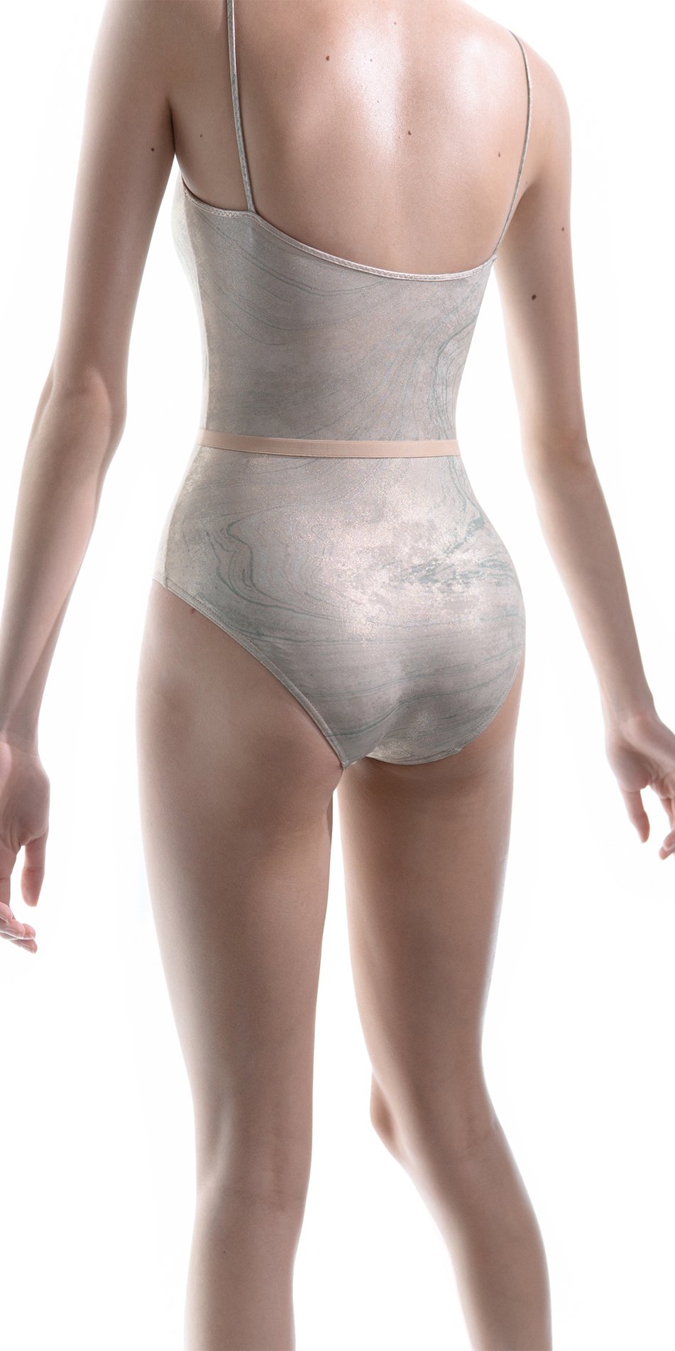 LUSTRE – gilded classic camisole leotard – mint/gold