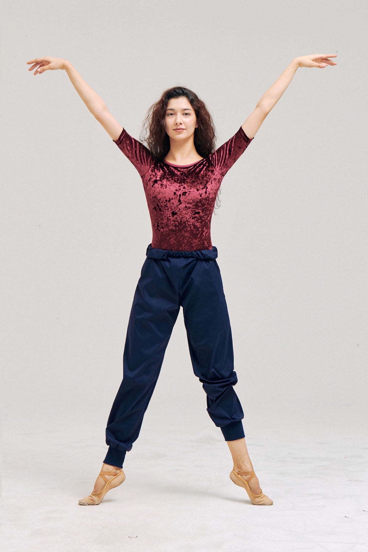 VELVET CREORA® SLEEVED-LEOTARD | BURGUNDY