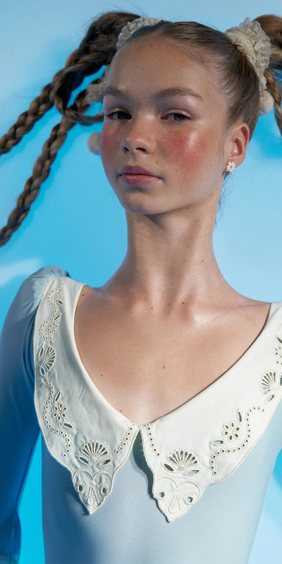 RICHELIEU – collar leotard with cuff sleeves | SKY BLUE