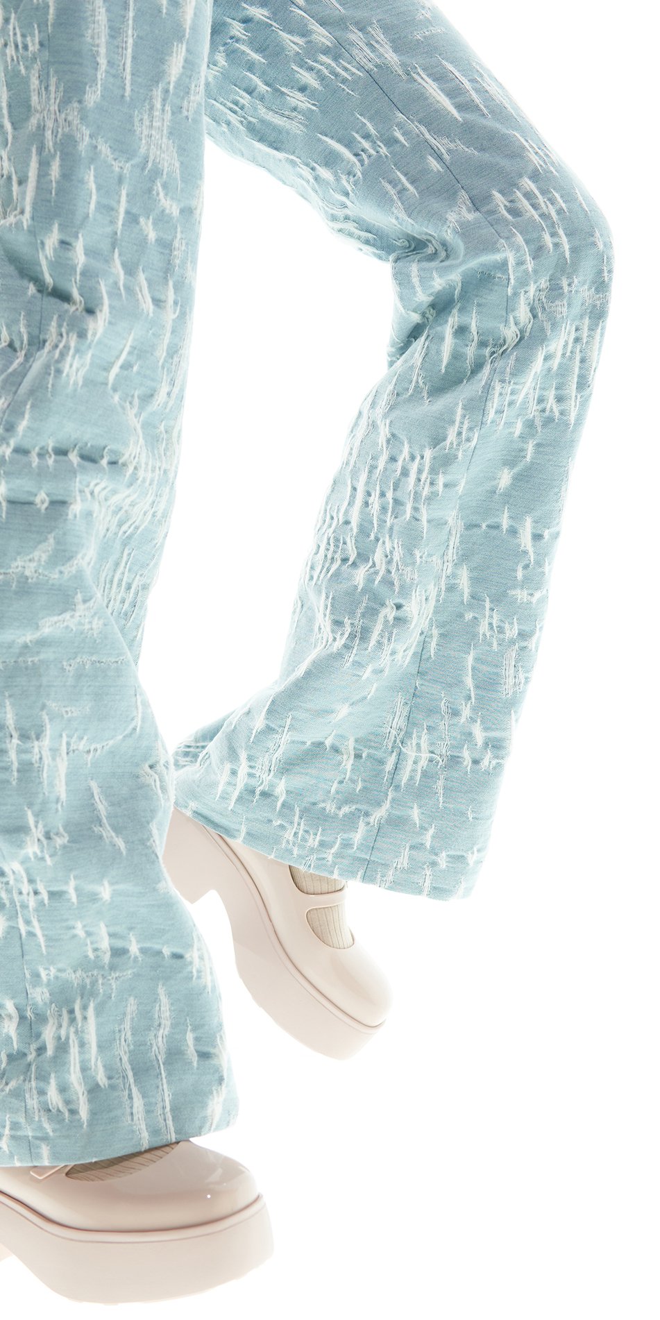 CAT scratched – flare jeans with ears – baby blue
