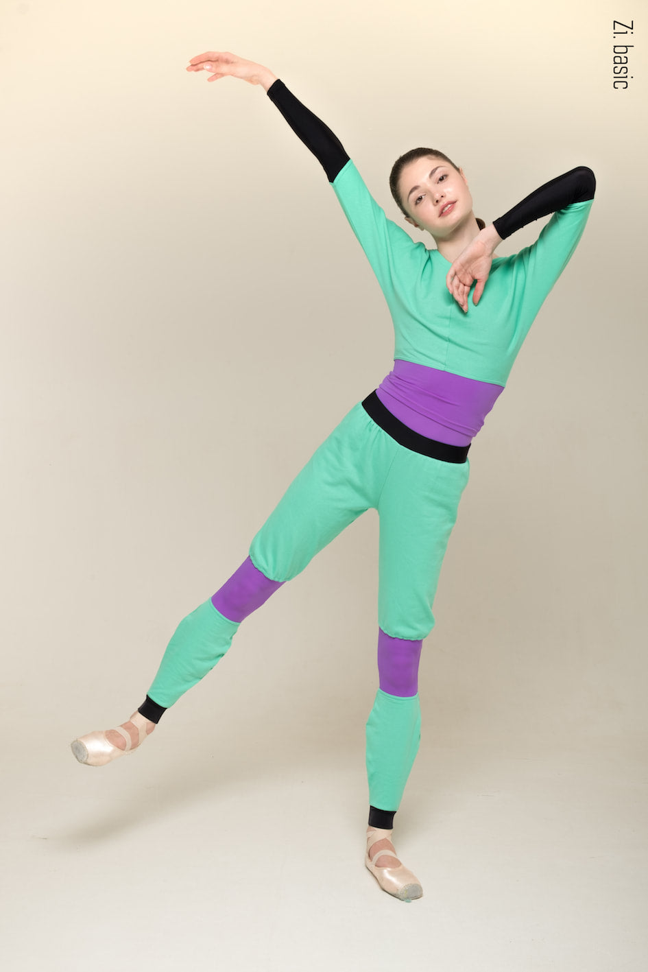 Trousers with colour knee | Mint x Violet