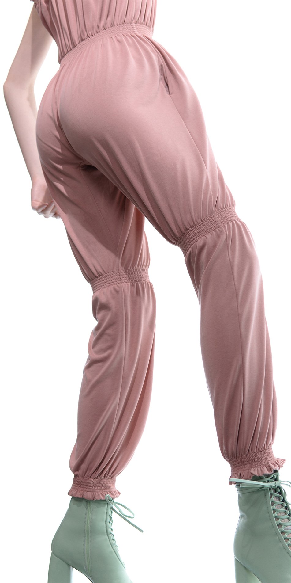 BOHO – blush smocked long jumpsuit
