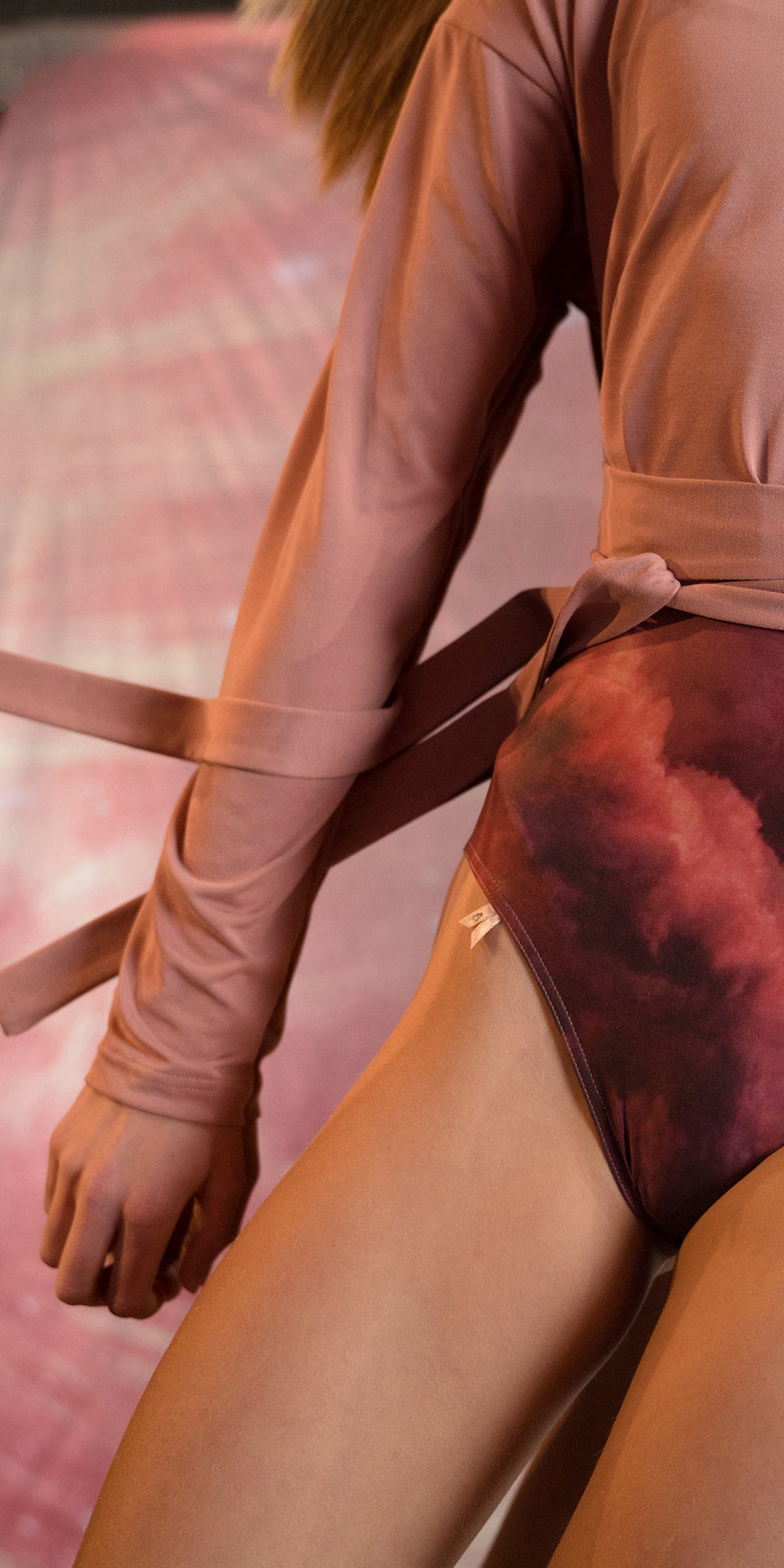BALLERINA - blush back wrap t shirt with long sleeves