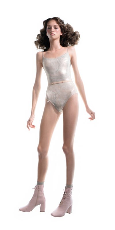 LUSTRE – gilded classic camisole leotard – mint/gold