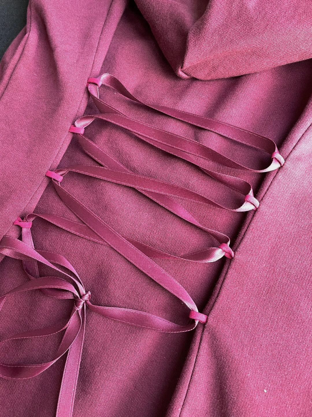 ORGANIC COTTON LACED HOODIE | BURGUNDY