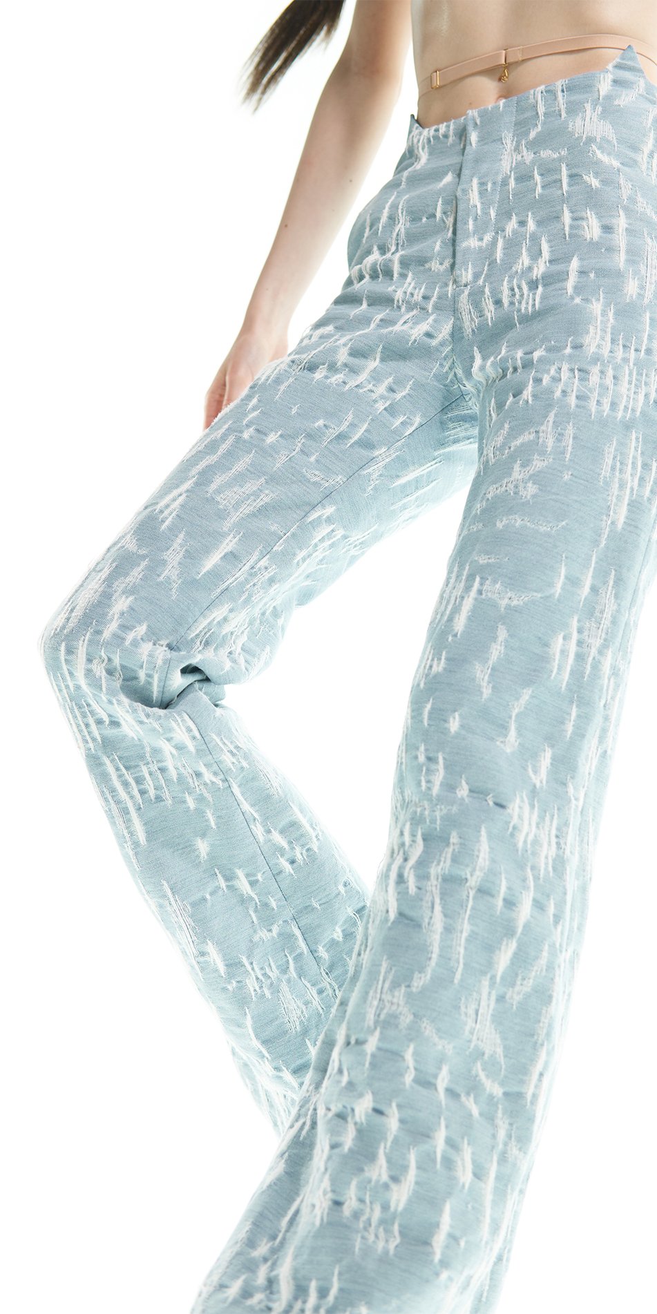 CAT scratched – flare jeans with ears – baby blue
