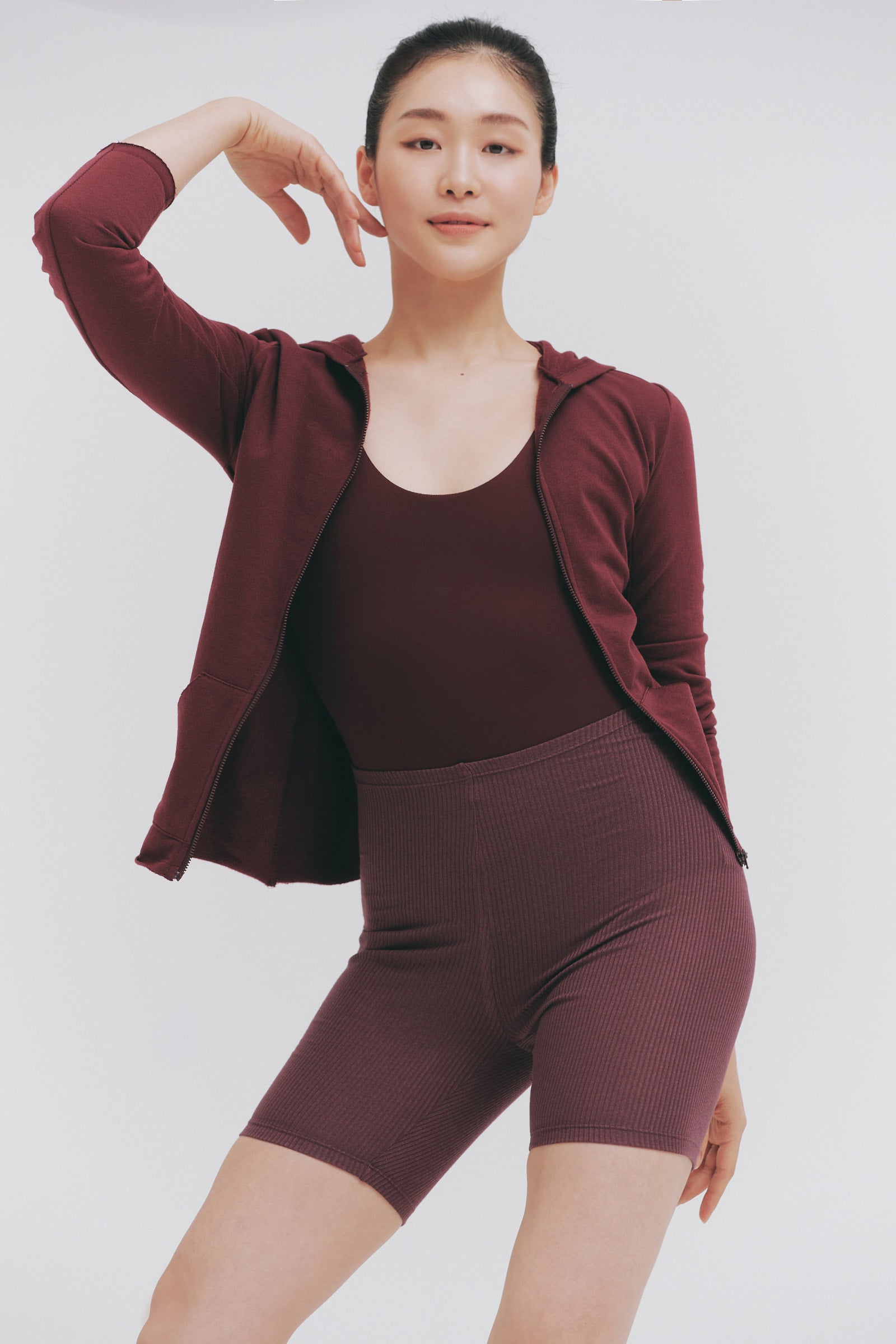 ORGANIC COTTON LACED HOODIE | BURGUNDY