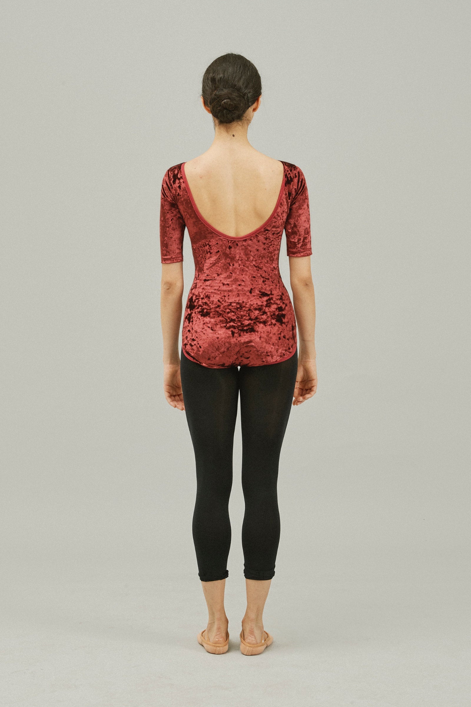 VELVET CREORA® SLEEVED-LEOTARD | BURGUNDY