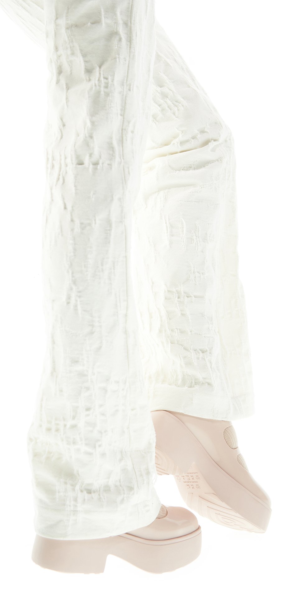 CAT scratched – flare jeans with ears – cream