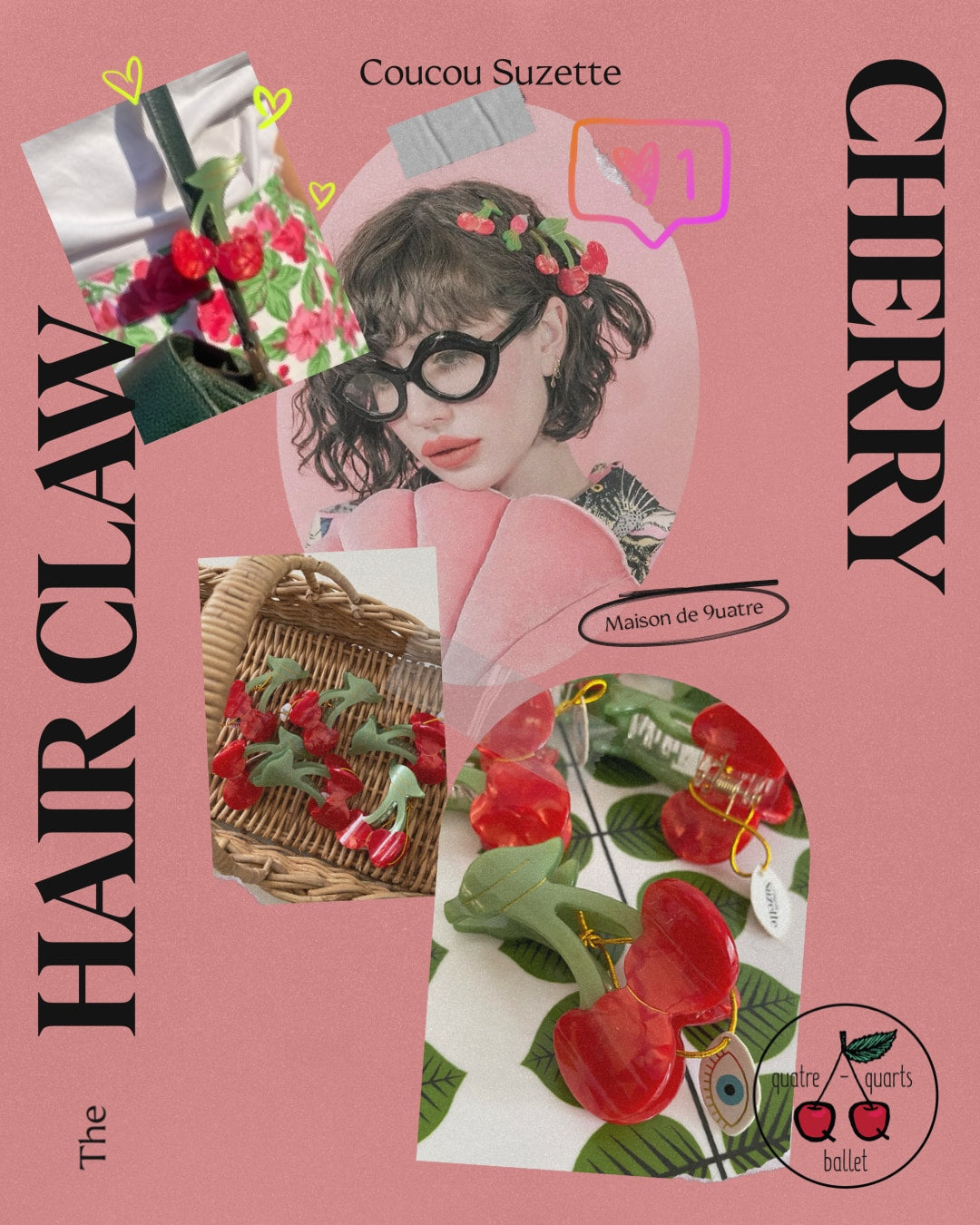CHERRY HAIR CLAW