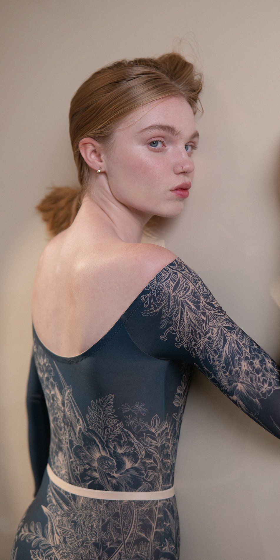 BLOOMY – boatneck leotard -blue marine