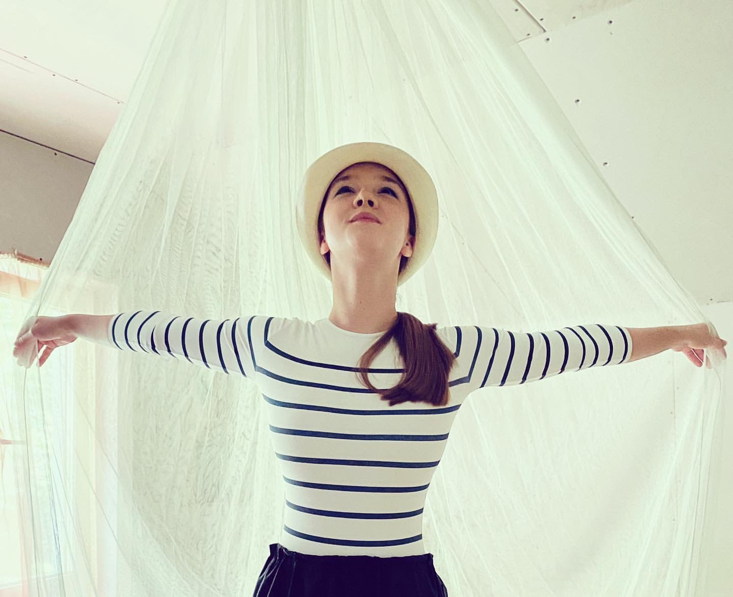 Nautical striped cut leotard