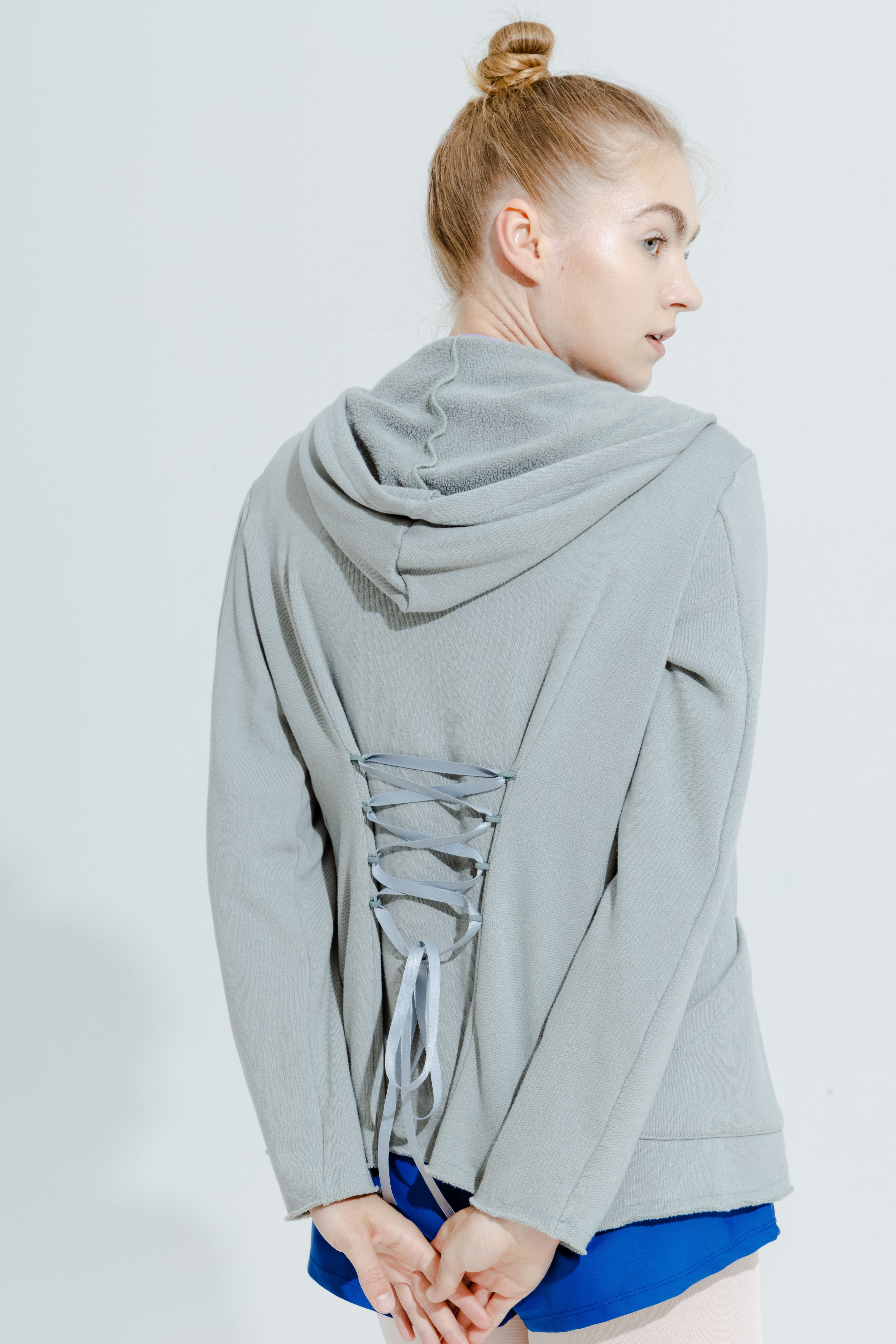 ORGANIC COTTON LACED HOODIE | SAUGE