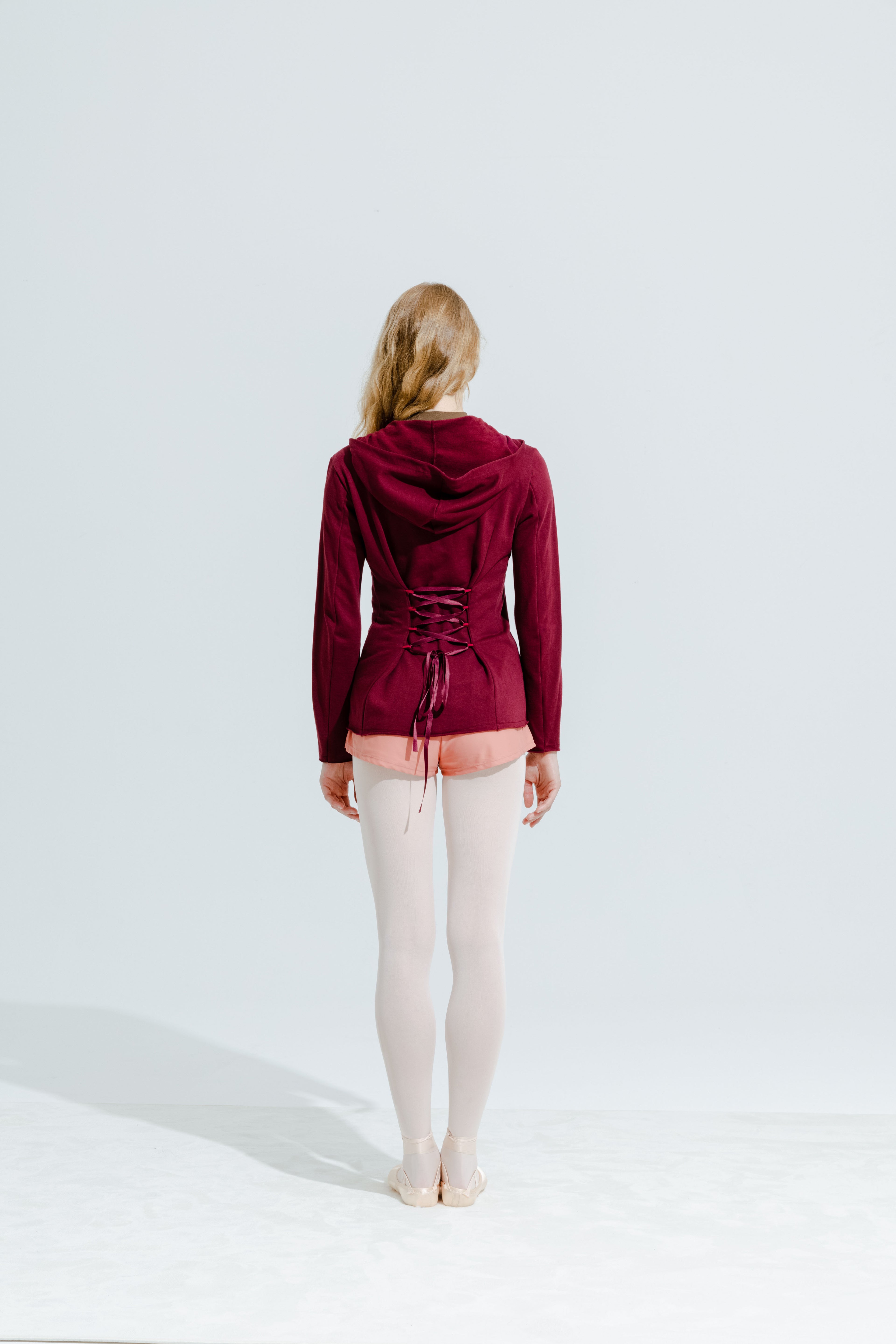 ORGANIC COTTON LACED HOODIE | BURGUNDY