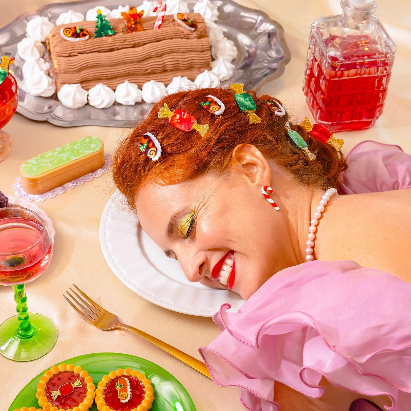 CHRISTMAS CANDIES HAIR CLIP SET