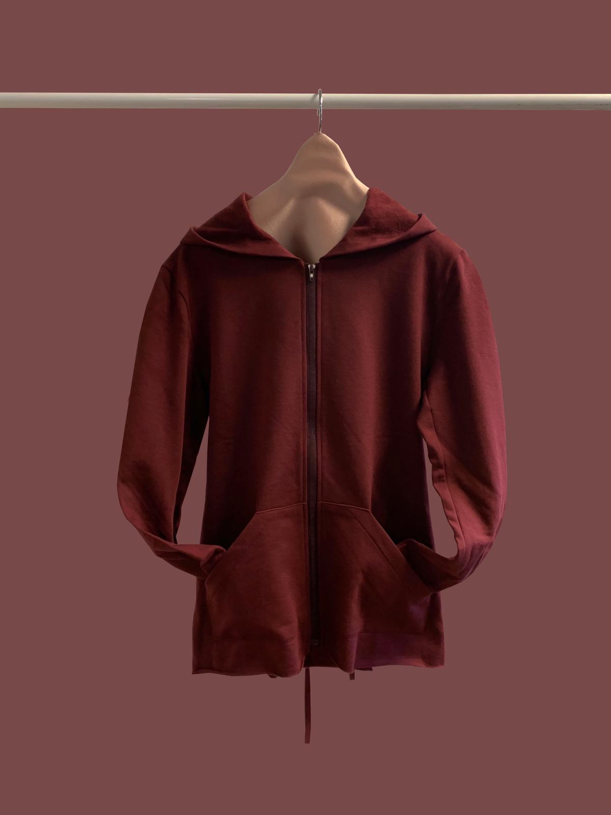 ORGANIC COTTON LACED HOODIE | BURGUNDY