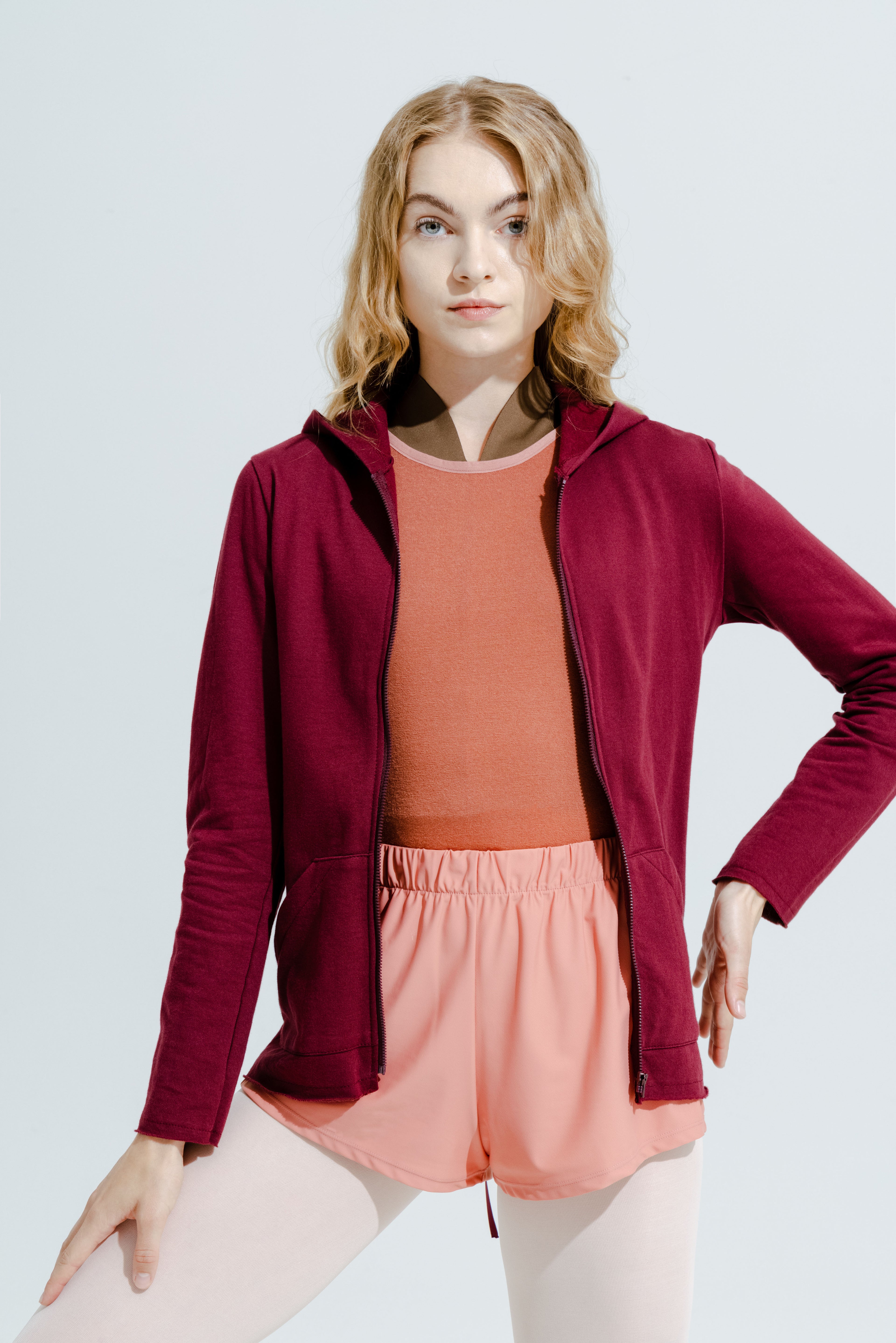 ORGANIC COTTON LACED HOODIE | BURGUNDY
