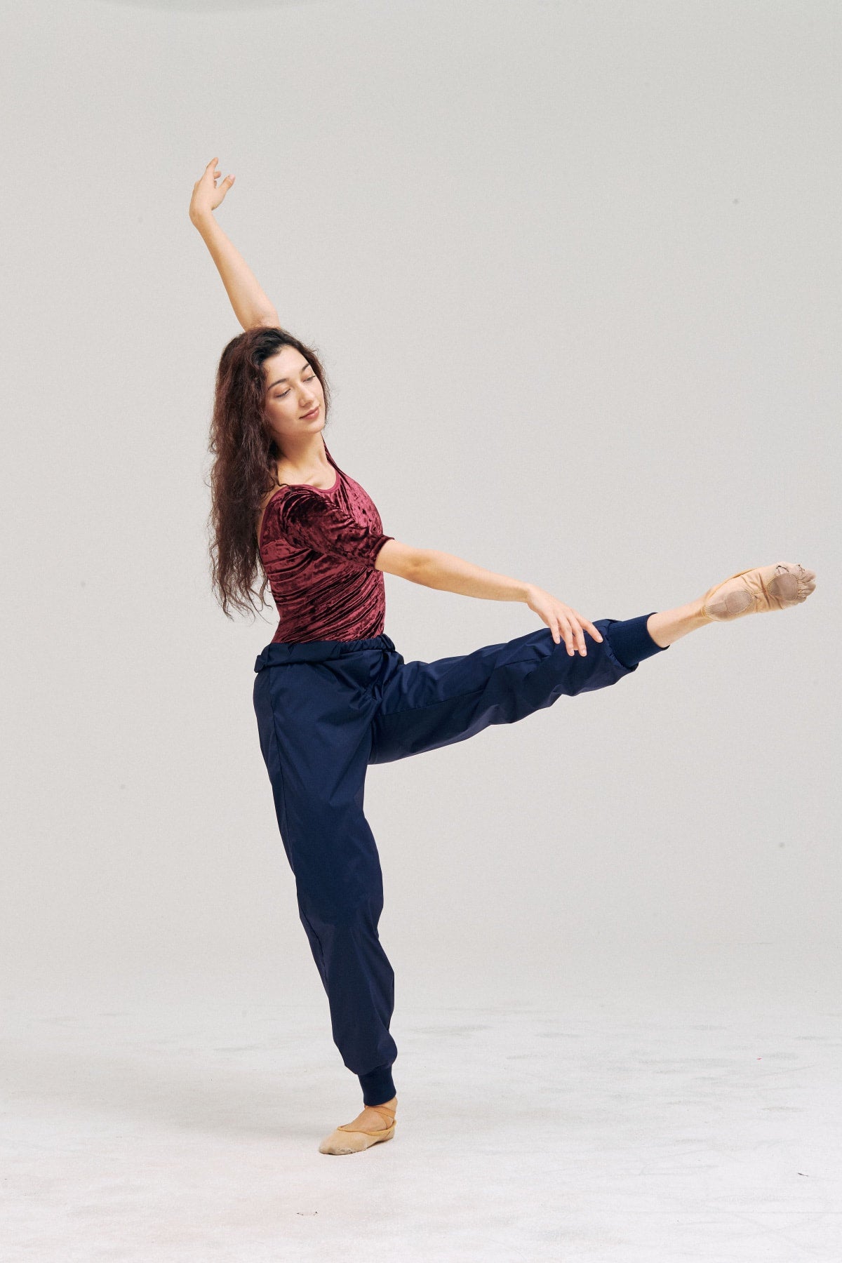 VELVET CREORA® SLEEVED-LEOTARD | BURGUNDY