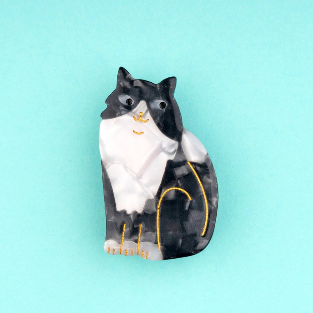 BLACK & WHITE CAT HAIR CLIP