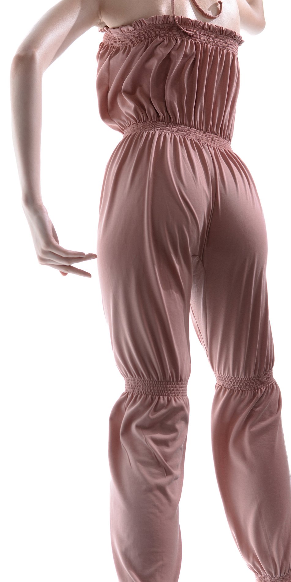 BOHO – blush smocked long jumpsuit
