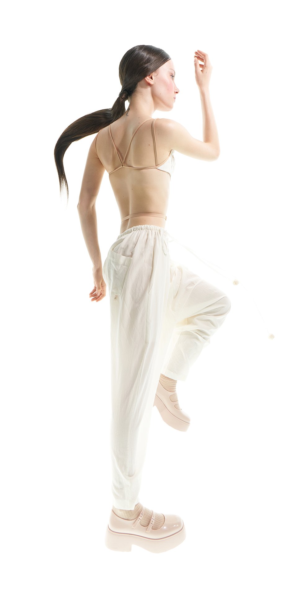 CROOKED – boyfriend baggy pants – cream