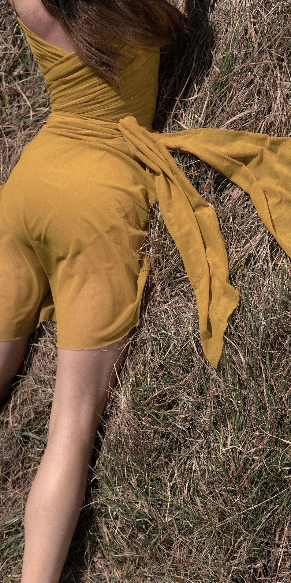 GRÈS – mustard draped wrap skirt
