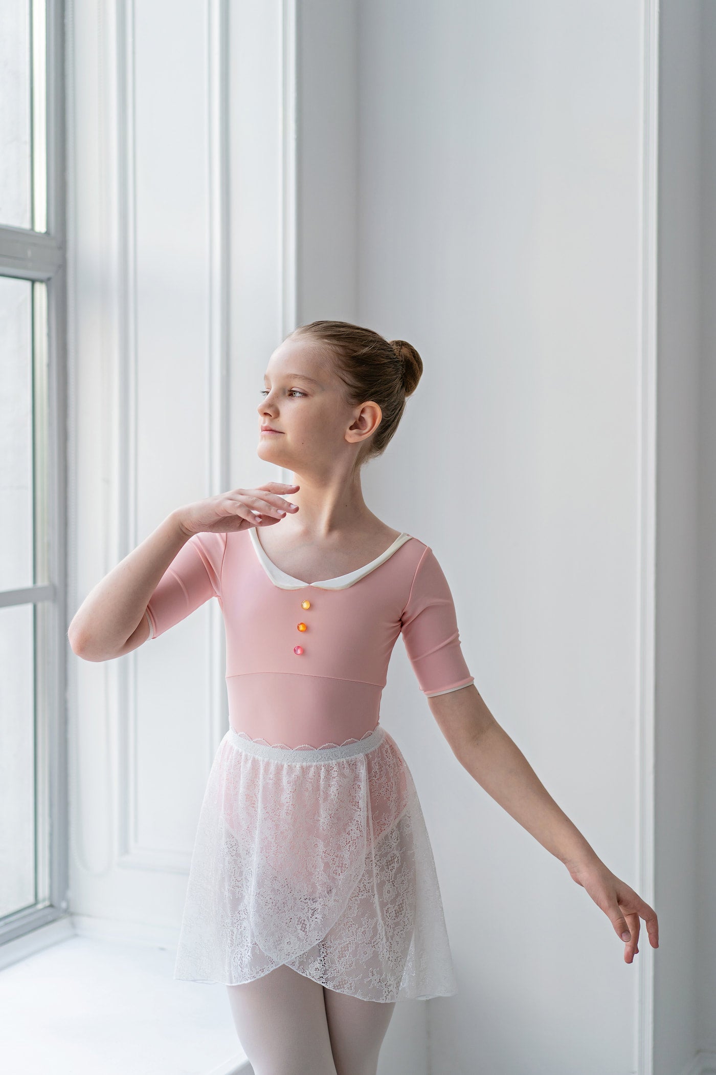 Montpensier girls leotard | Pink peach