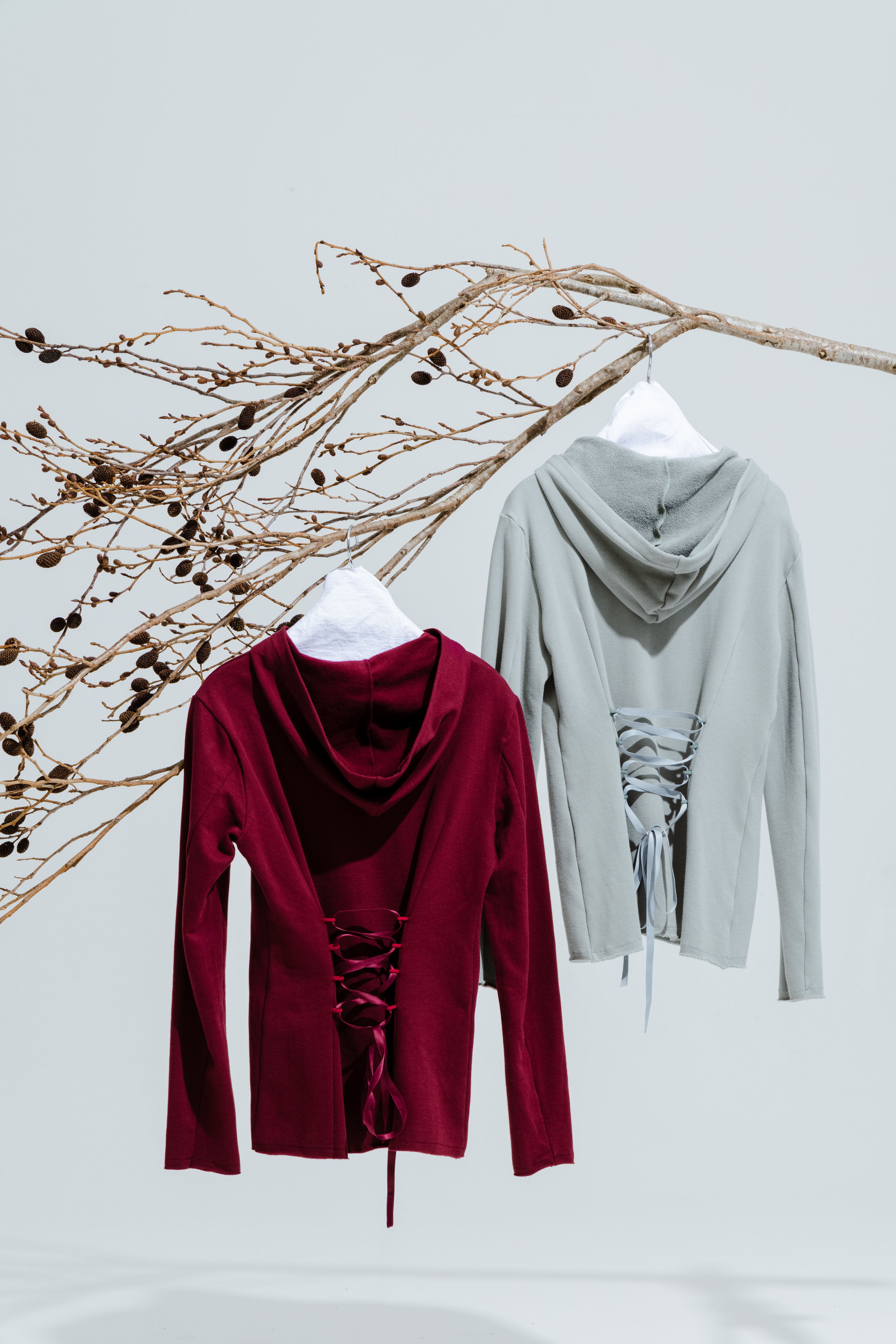 ORGANIC COTTON LACED HOODIE | SAUGE