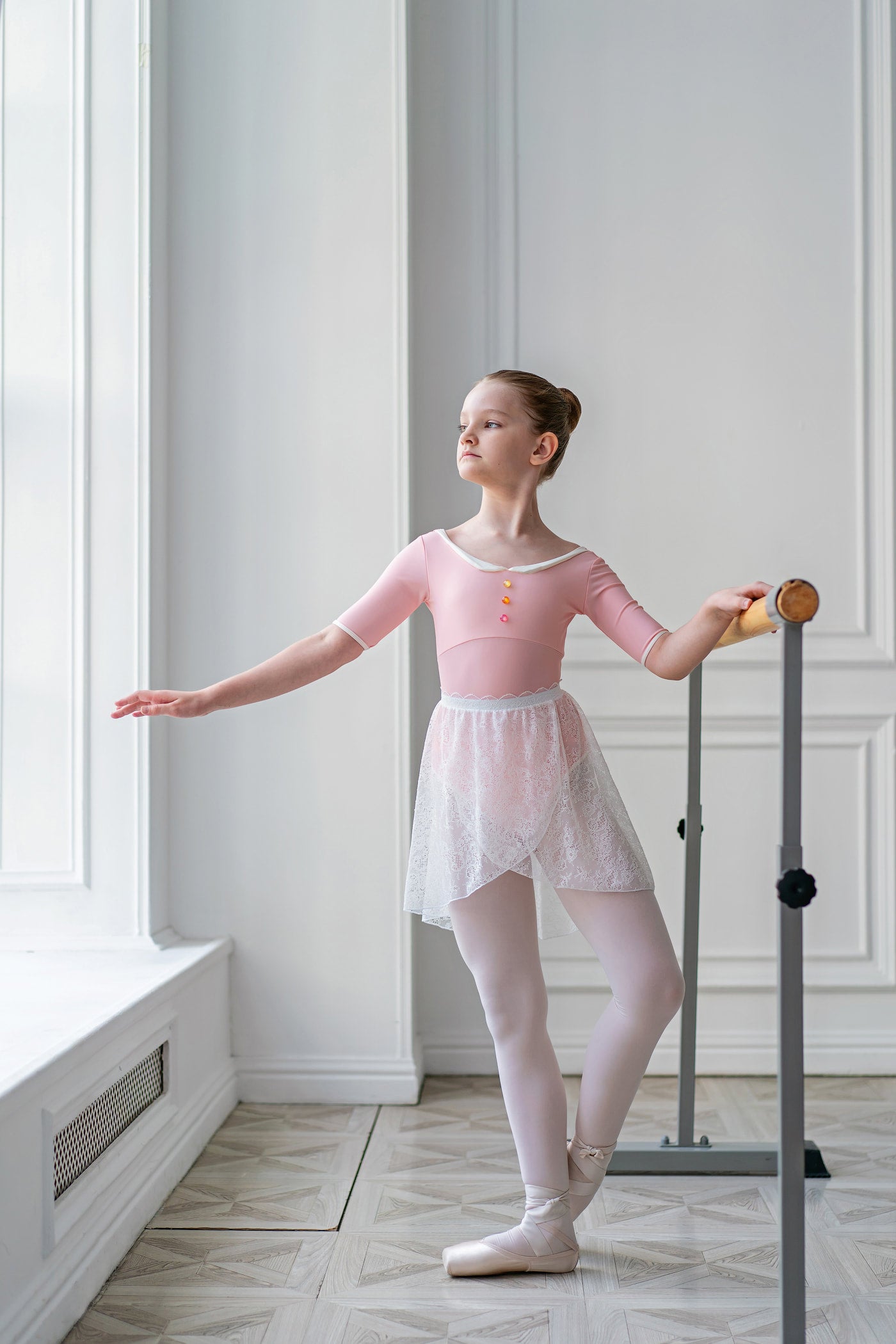 Montpensier girls leotard | Pink peach
