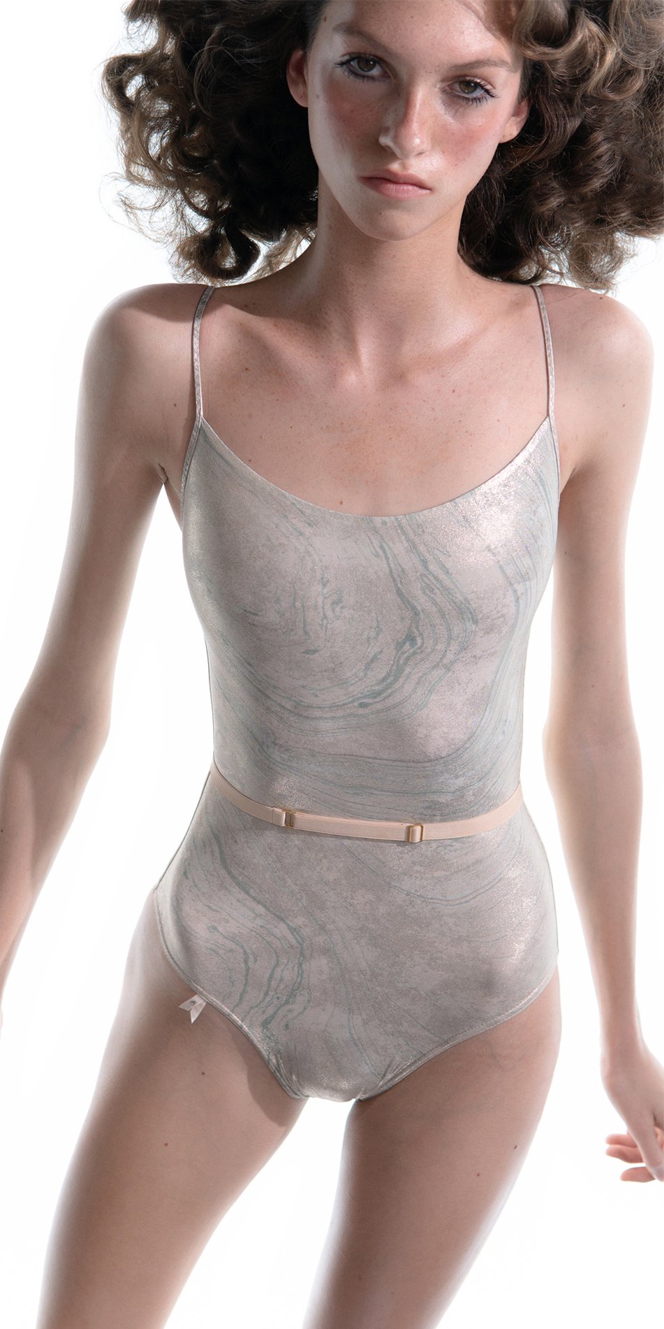 LUSTRE – gilded classic camisole leotard – mint/gold