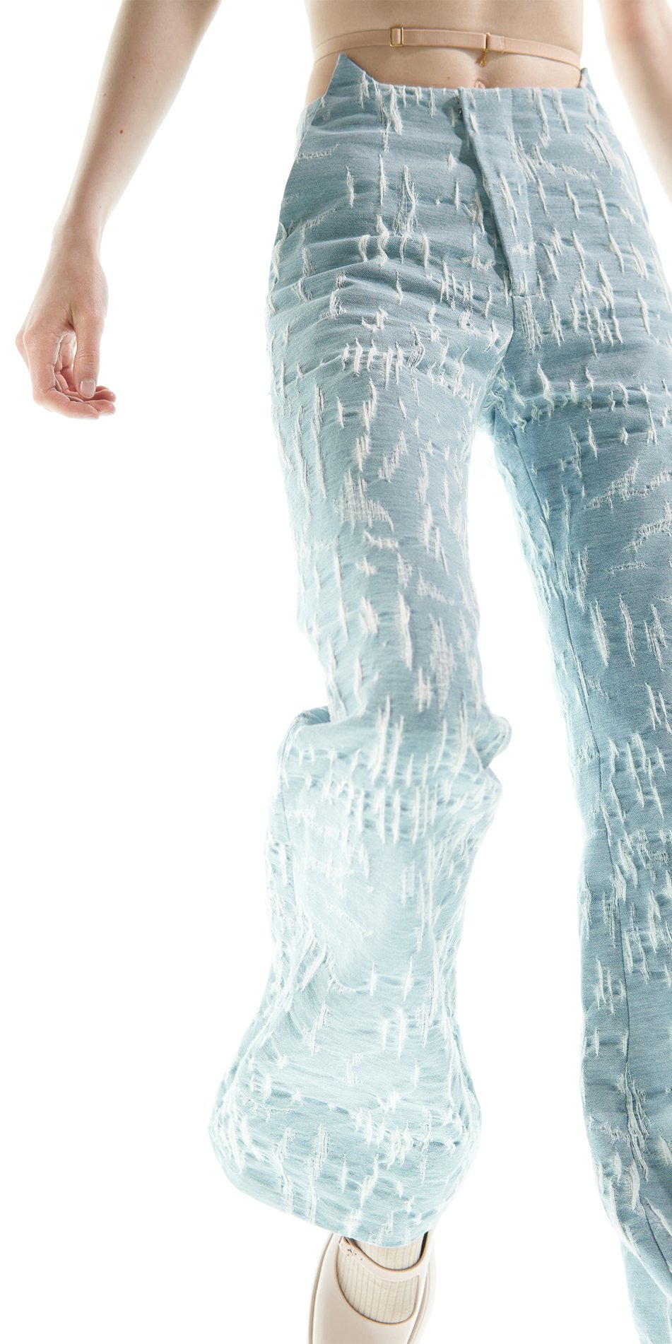 CAT scratched – flare jeans with ears – baby blue