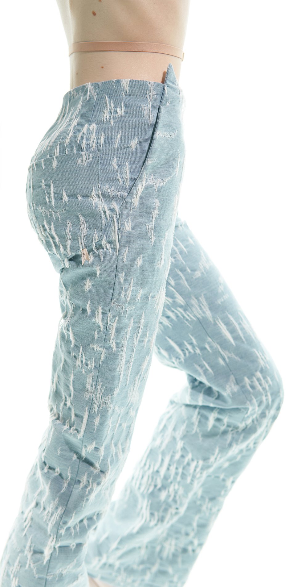 CAT scratched – flare jeans with ears – baby blue