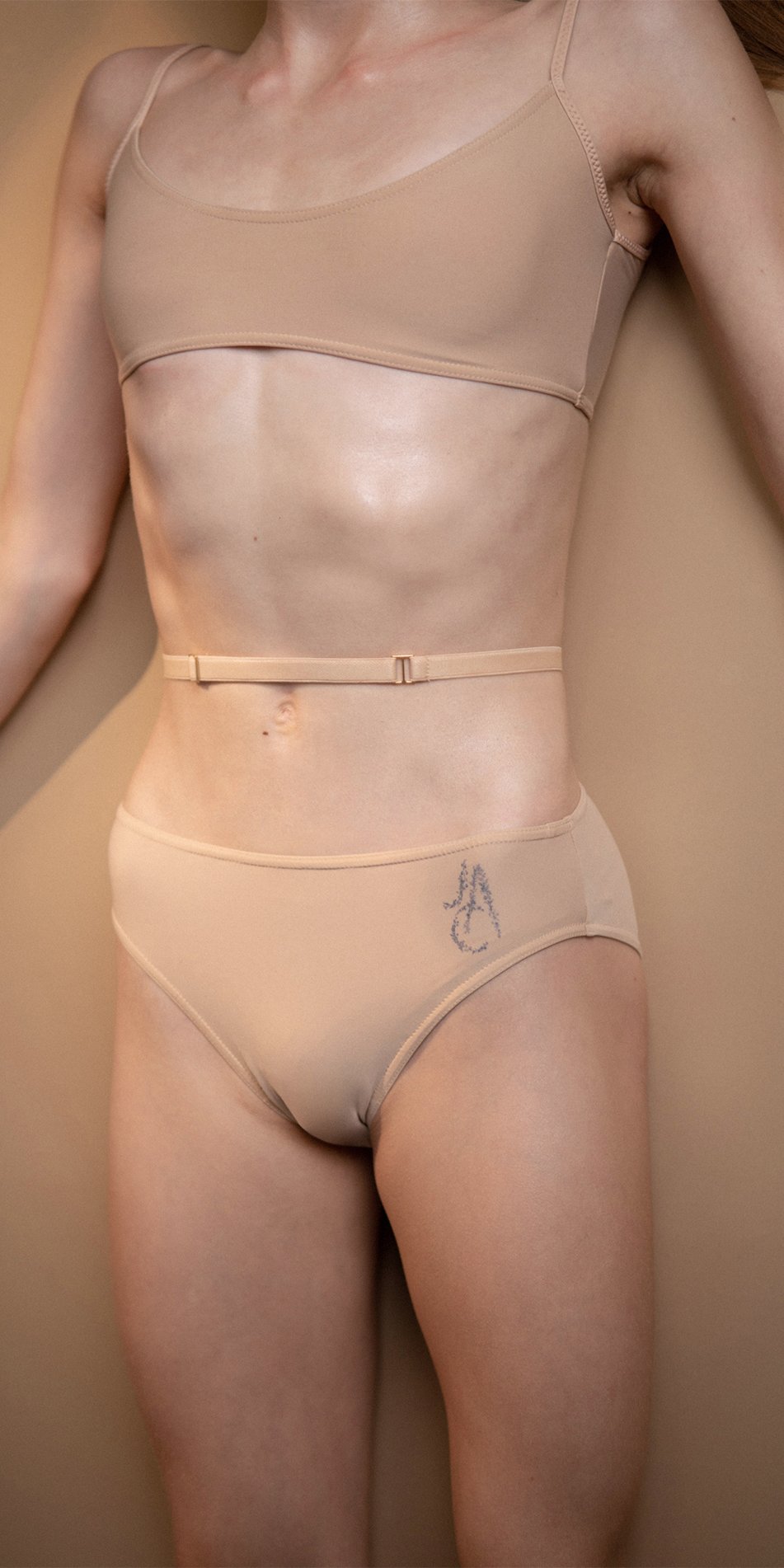 SKINKY – floral monogram bralette & panties - indigo/nude