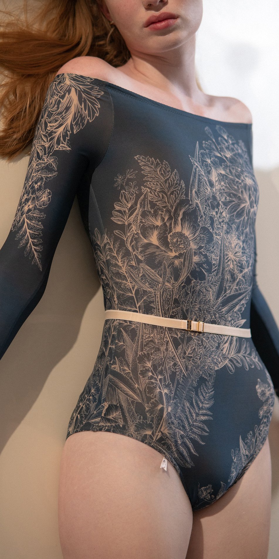 BLOOMY – boatneck leotard -blue marine