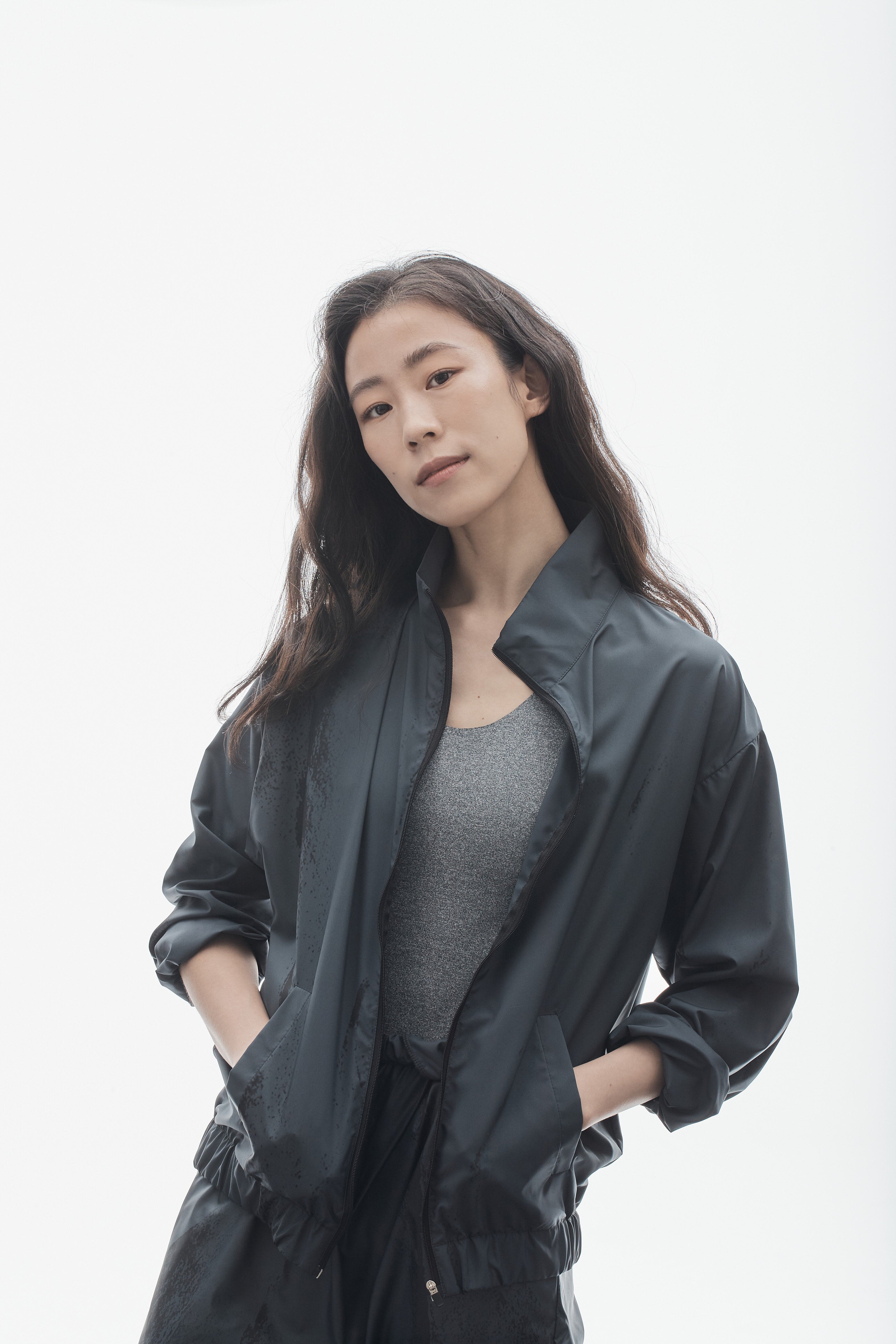 PRINTED RECYCLED POLYESTER JACKET | DARK ICE