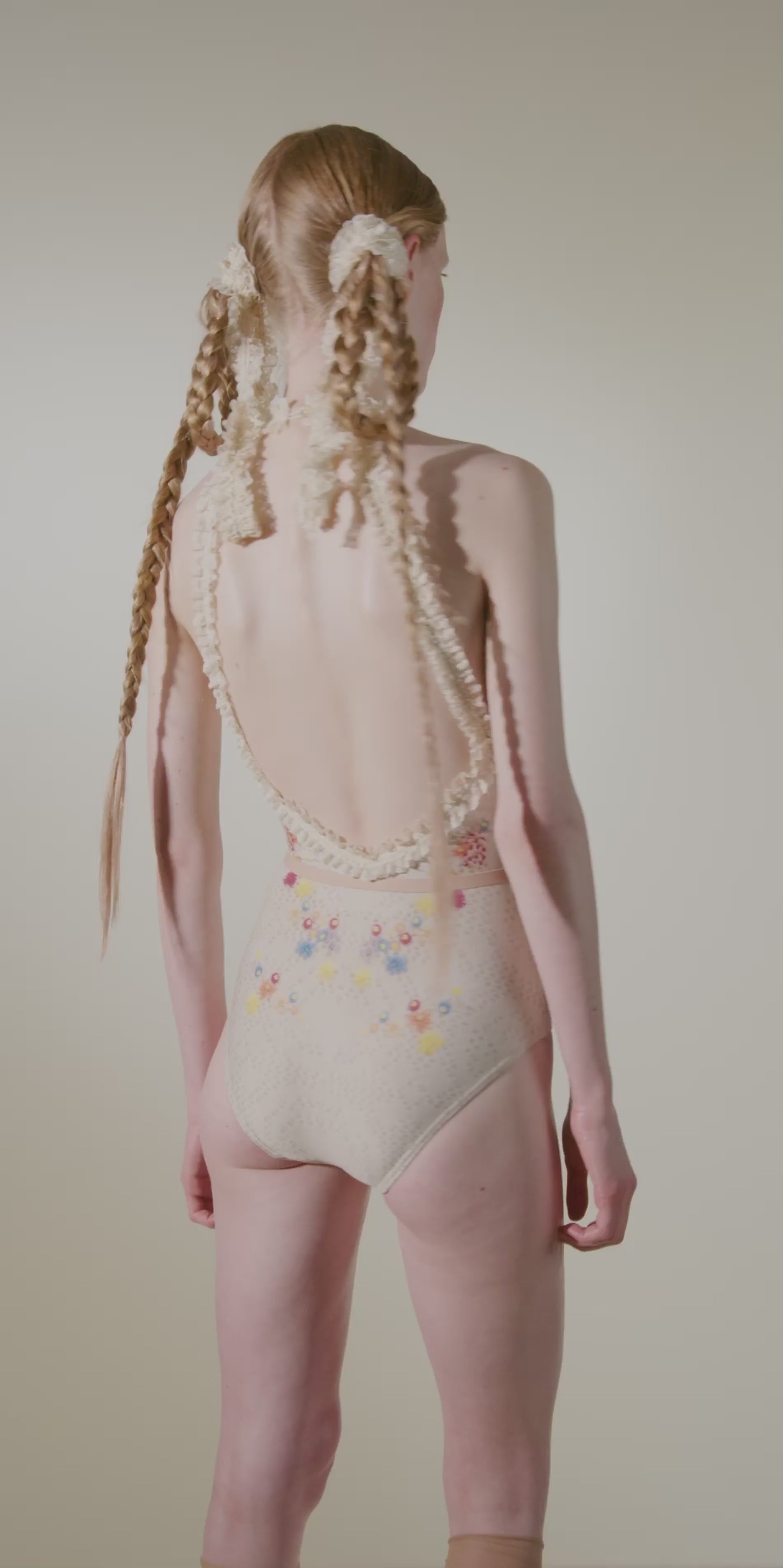 EDELWEISS – embroidery print embellished leotard with straps – edelweiss/multicolor