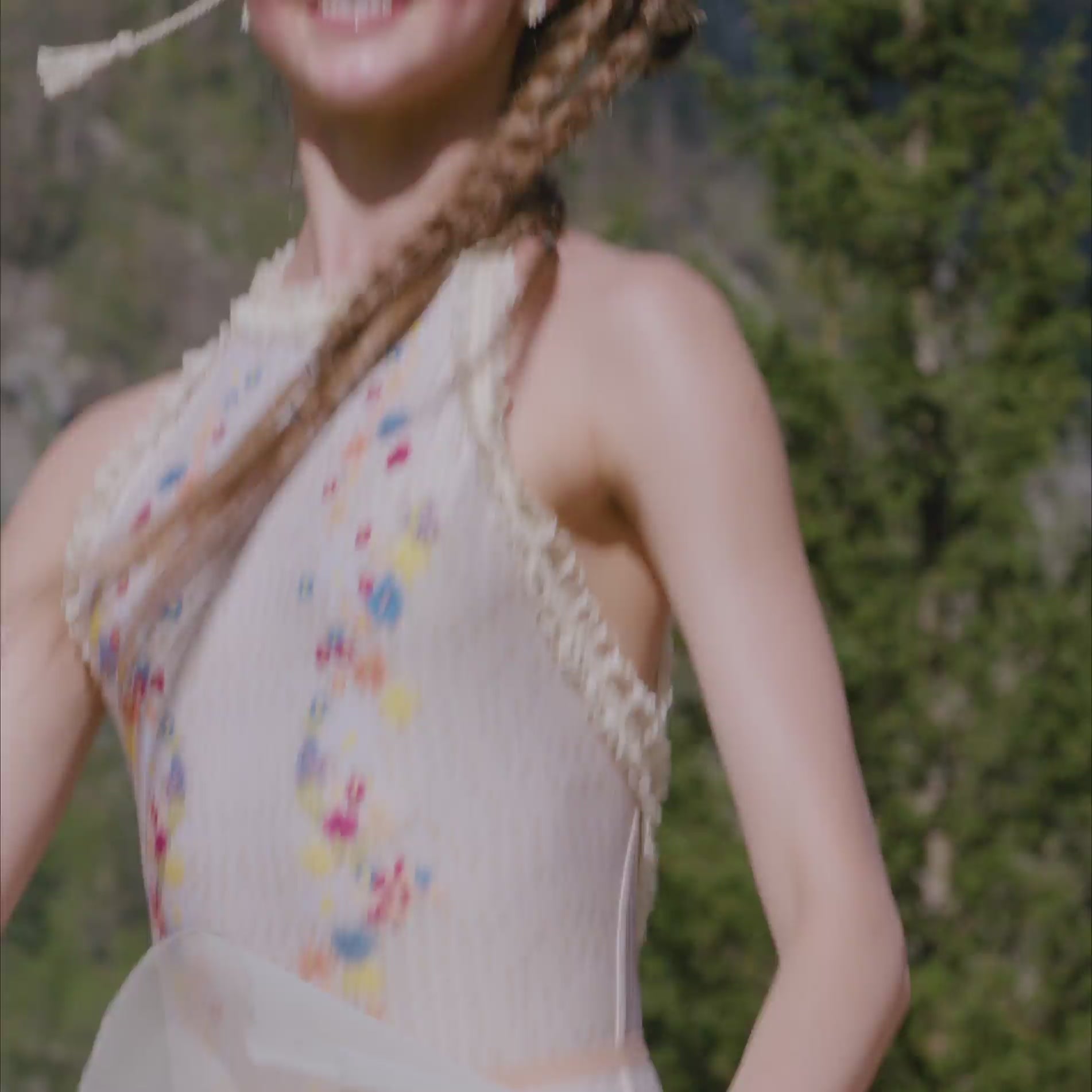 EDELWEISS – embroidery print embellished leotard with straps – edelweiss/multicolor