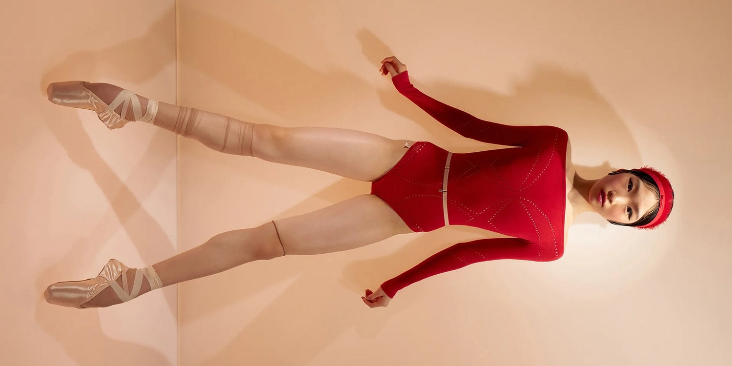 SEAMLESS – knitted boatneck leotard – cherry red by Just A Corpse